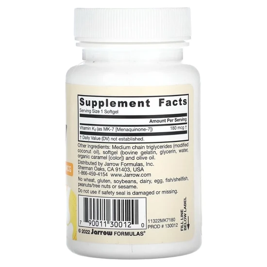 Jarrow Formulas Vitamin K2 MK7 180mcg Softgels 30 Softgels