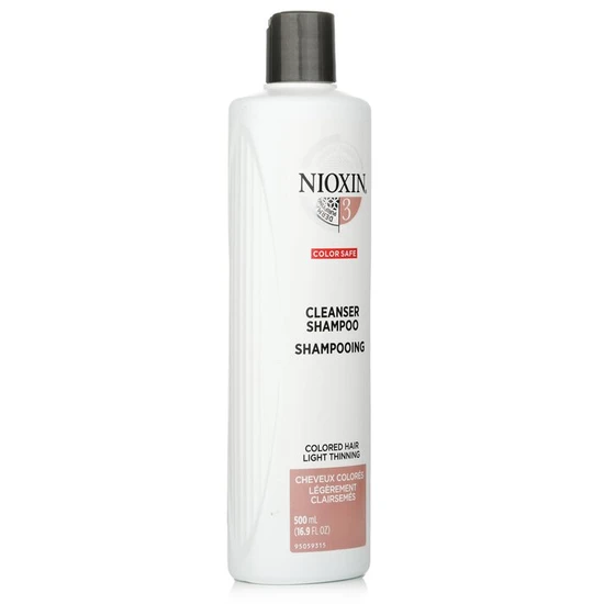 Nioxin Derma Purifying System 3 Cleanser Shampoo Coloured Hair, Light Thinning, Colour Safe 500ml