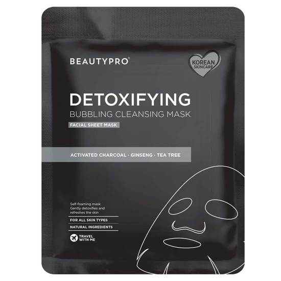 BeautyPro DETOXIFYING Bubbling Cleansing Sheet Mask With Activated Charcoal Pack of 4