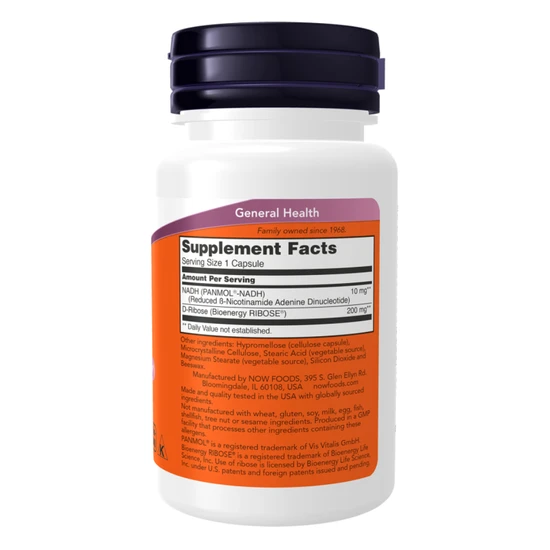 NOW Foods NADH 10mg Capsules 60 Capsules