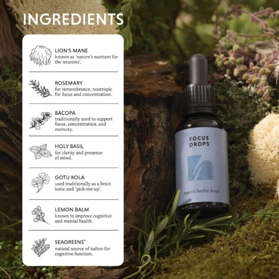 The Herbtender Organic Focus Drops 30ml