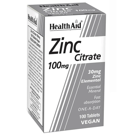 Health Aid Zinc Citrate 100mg Tablets 100 Tablets
