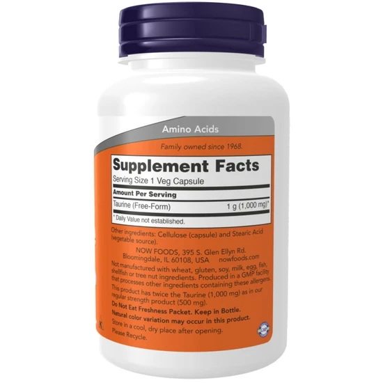 NOW Foods Taurine Double Strength 1000mg 250 Capsules