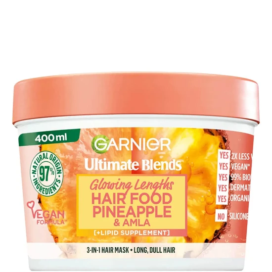 Garnier Ultimate Blends Glowing Lengths Pineapple & Amla Hair Food 3-in-1 Hair Mask Treatment 400ml