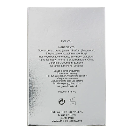 Ulric de Varens UDV Silver Limited Edition Eau De Toilette 100ml