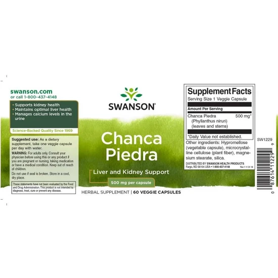 Swanson Full Spectrum Chanca Piedra Capsules 500mg - 60 Capsules