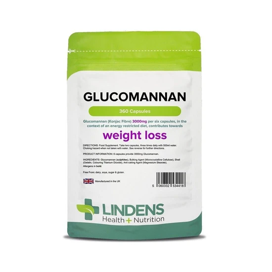 Lindens Glucomannan Konjac Fibre 500mg Capsules 360 Capsules