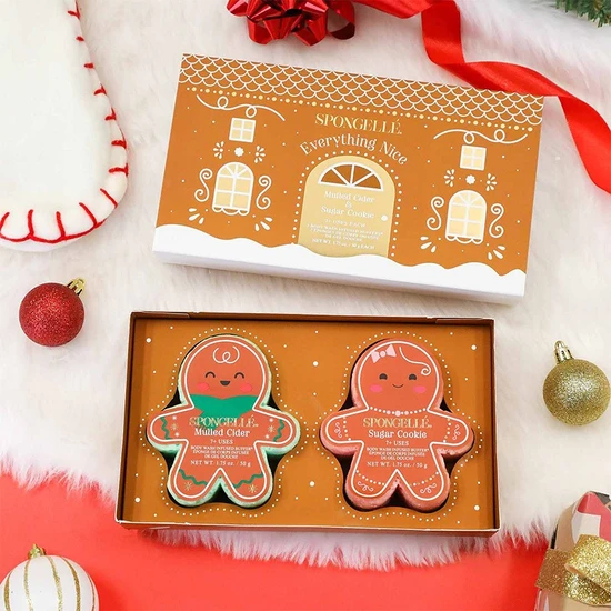 Spongelle Everything Nice Body Wash Infused Buffers Gift Set Mulled Cider & Sugar Cookie