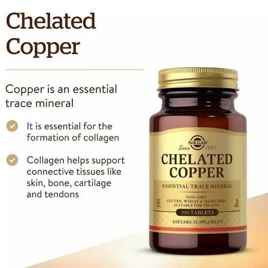 Solgar Chelated Copper Tablets 100 Tablets