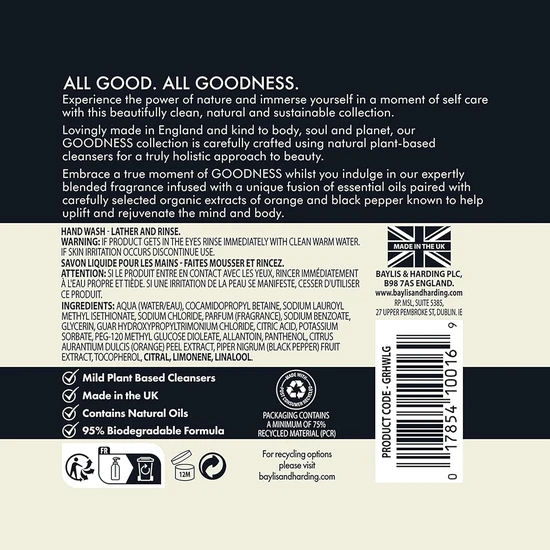 Baylis & Harding Goodness Lemongrass & Ginger Natural Hand Wash 500ml