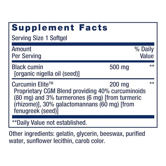 Life Extension Black Cumin Seed Oil & Curcumin Elite Turmeric Extract 60 Softgels