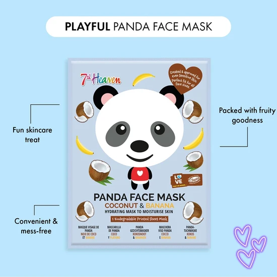 7th Heaven Go Wild Pamper Box Skin Care Gift Set 6 Printed Animal Face Masks and 1 Panda Headband