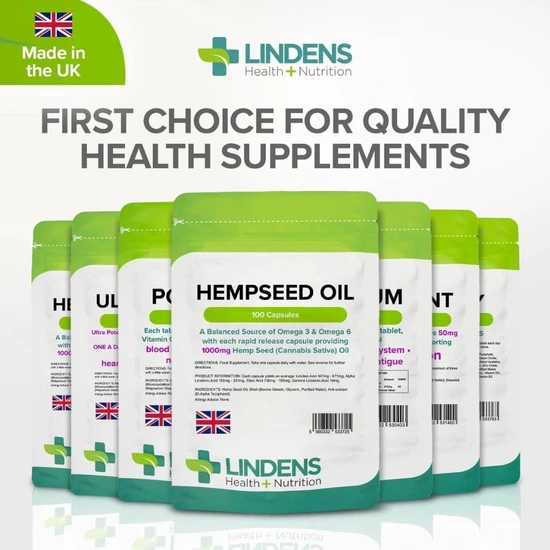 Lindens Hempseed Oil 1000mg Capsules 100 Capsules