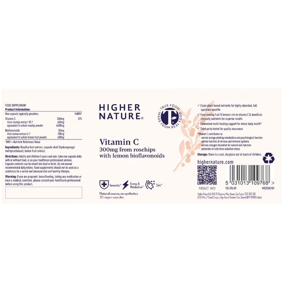 Higher Nature Vitamin C Capsules 30 Capsules