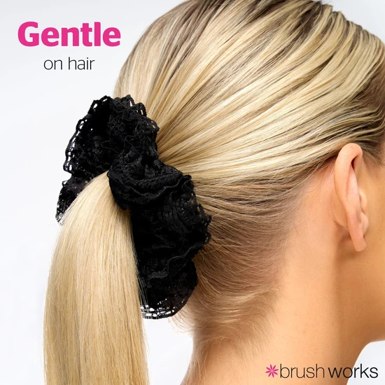 Brushworks Lace Scrunchies Black & White x2