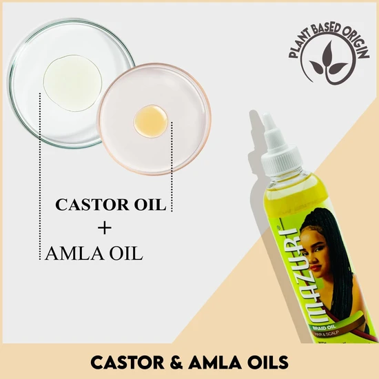 Mazuri Braid Oil For Hair & Scalp With Castor & Amla Oils 237ml