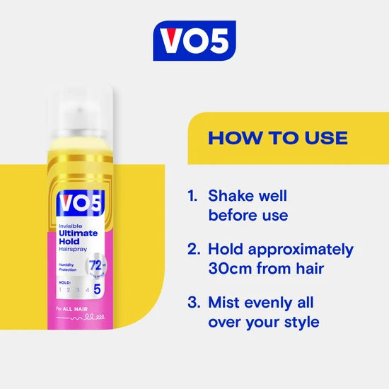 VO5 Invisible Ultimate Hold Hairspray 5