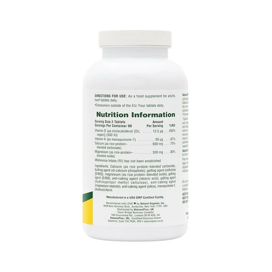 Nature's Plus Cal/Mag With D3/K2 Tablets 180 Tablets