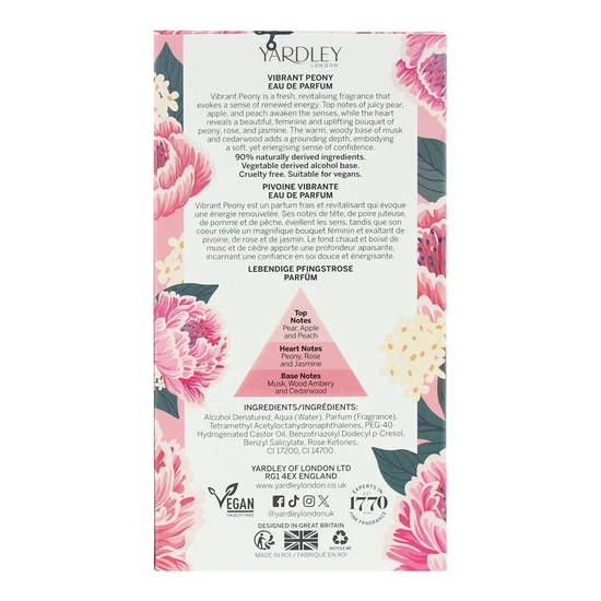 Yardley Vibrant Peony Eau De Parfum 100ml