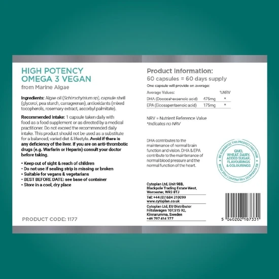 Cytoplan High Potency Omega Vegan Capsules 3