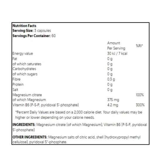 Osavi Magnesium Citrate + B6 Capsules 375mg + 4.2mg - 90 Capsules