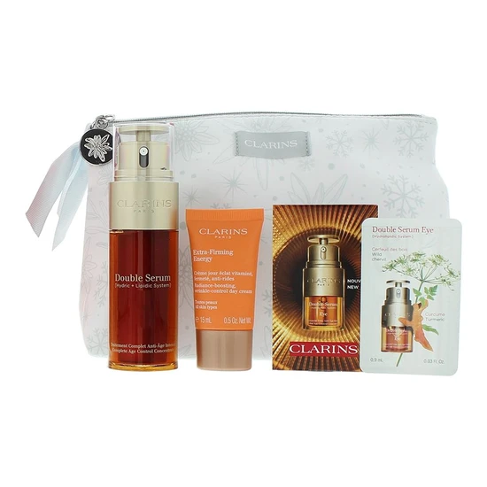 Clarins Energising Glow Gift Set 50ml Double Serum + 15ml Day Cream + 7 x 0.9ml Double Eye Serum