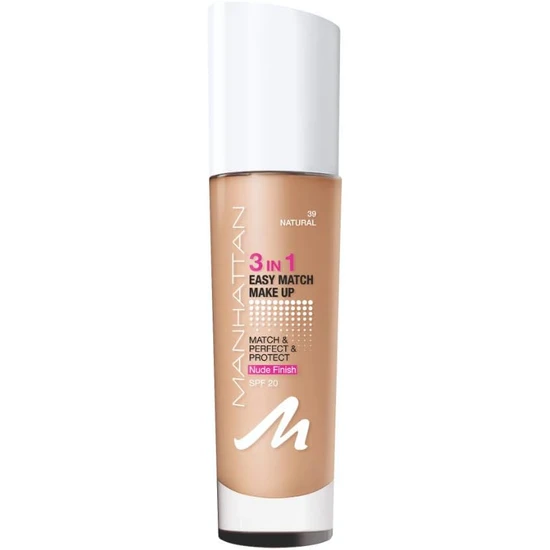 Manhattan Cosmetics 3-in-1 Easy Match Nude Finish Foundation 39 Natural Beige 30 ml