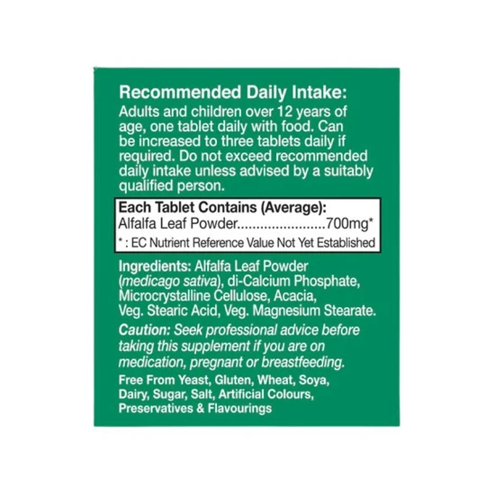 Health Aid Alfalfa 700mg Equivalent Tablets 120 Tablets