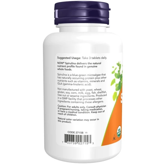 NOW Foods Spirulina Organic 1000mg - 120 tabs