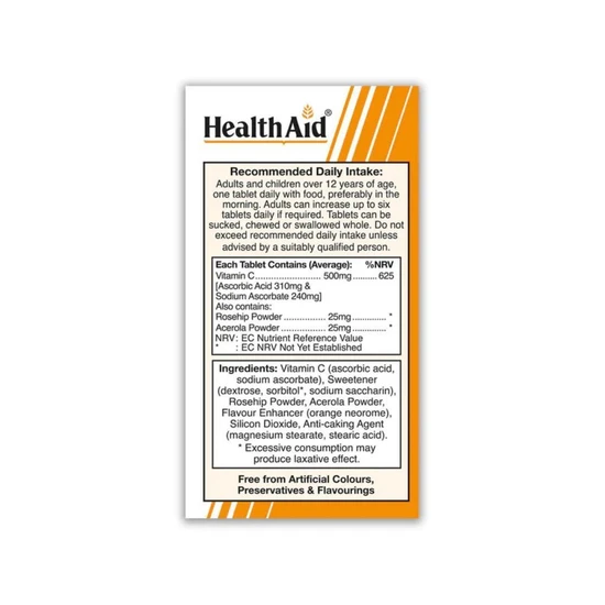 Health Aid Vitamin C 500mg Chewable Tablets 60 Tablets