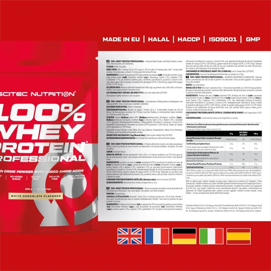 Scitec Nutrition 100% Whey Protein Professional Enhanced, White Chocolate 500g