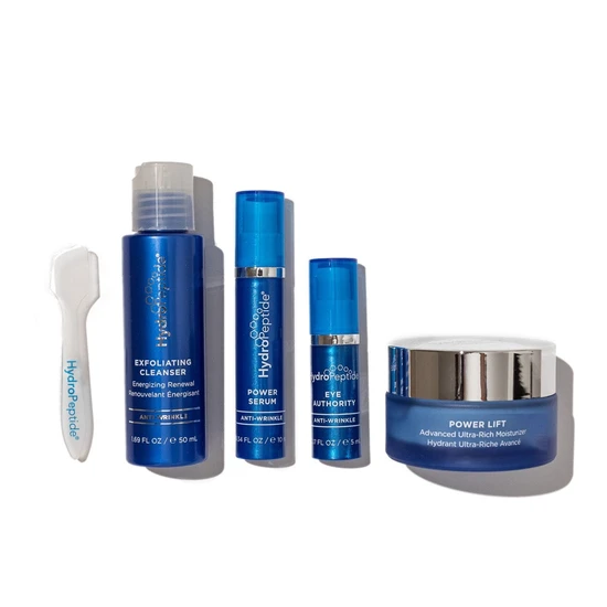 HydroPeptide Age Defying Essentials Kit Exfoliating Cleanser + Power Serum + Eye Authority + Power Lift