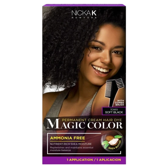 NICKA K NEWYORK Magic Colour Permanent Cream Hair Dye Ammonia Free tcw01 jet black