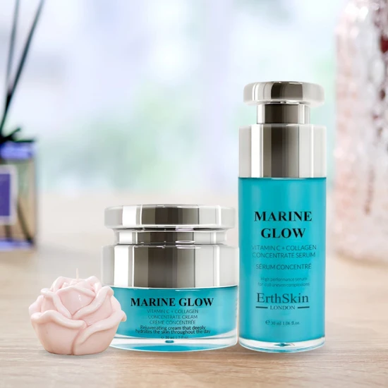 Erth Skin London Marine Glow Vitamin C + Collagen Concentrate Serum + Marine Glow Vitamin C Concentrate Cream 30ml + 50ml