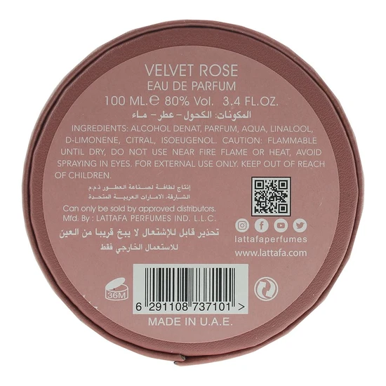 Lattafa Velvet Rose Eau De Parfum 100ml