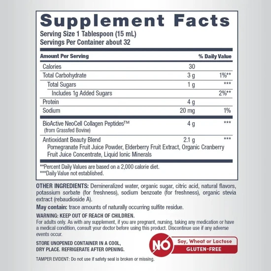 NeoCell Collagen Type 1 & 3 Liquid, Pomegranate 473ml