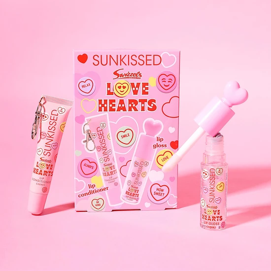 Sunkissed Love Hearts Lip Gloss & Conditioner Lip Duo Gift Set Cherry