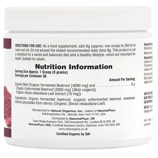 Nature's Plus Organic Beet Powder 240g
