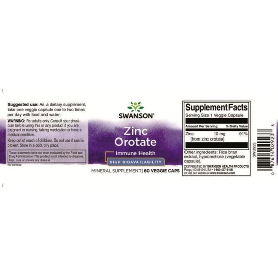 Swanson Zinc Orotate Capsules 60 Capsules