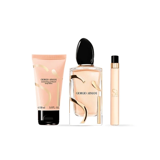 Giorgio Armani Si Eau De Parfum Women's Gift Set Spray 100ml With Body Lotion + 10ml Eau De Parfum