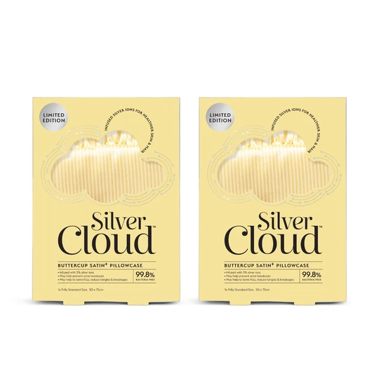 Silver Cloud Satin Frilly Pillowcase Twin Pack Buttercup Collection