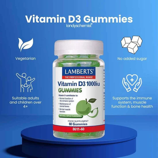 Lamberts Vitamin D3 1000iu Gummies 60 Gummies