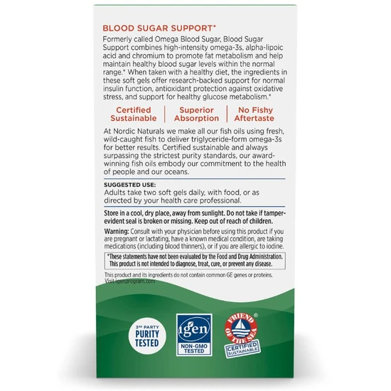 Nordic Naturals Omega Blood Sugar 896mg 60 Softgels