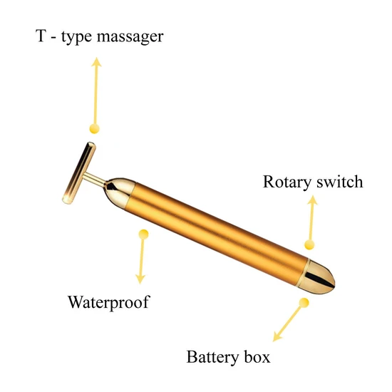 Erth Skin London 24k Gold Micro-Pulse Facial Massager T-Bar