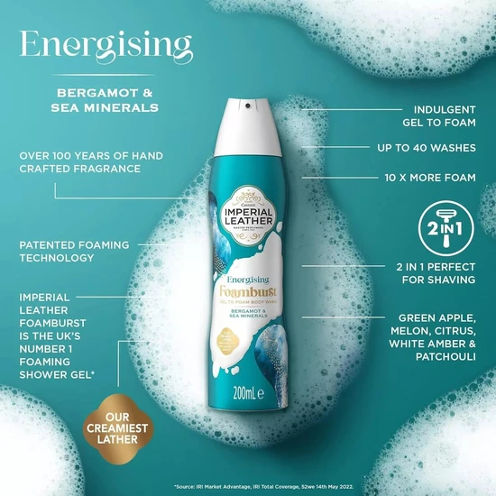 Imperial Leather Foam Burst Bergamot & Sea Minerals Energising 200ml