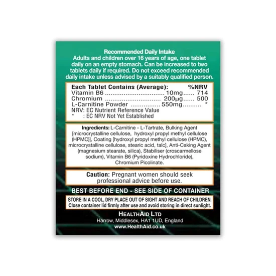 Health Aid L-Carnitine 550mg Tablets 30 Tablets