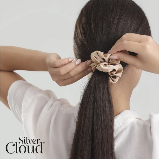 Silver Cloud Large Hair Scrunchie Two-Pack Black & Caramel