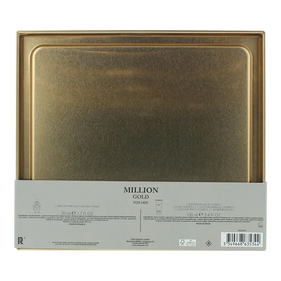 Paco Rabanne Million Gold Gift Set For Her Eau De Parfum 50ml + Body Lotion 100ml