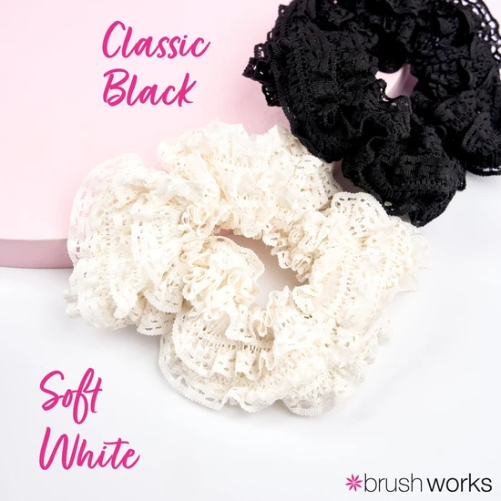 Brushworks Lace Scrunchies Black & White x2
