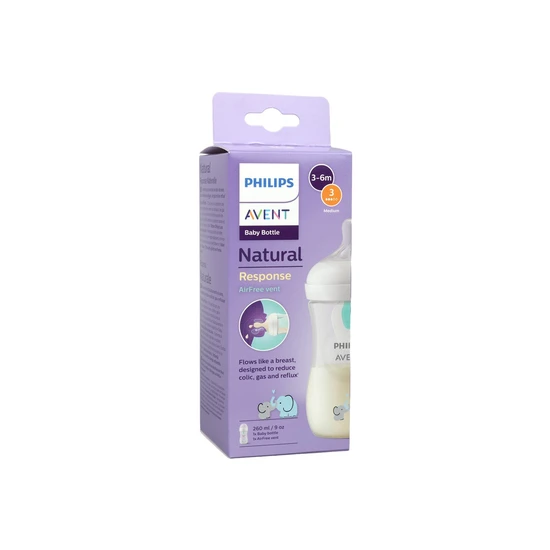 Philips Natural Response AirFree Vent Baby Plastic Bottle 3-6m Elephant 260ml